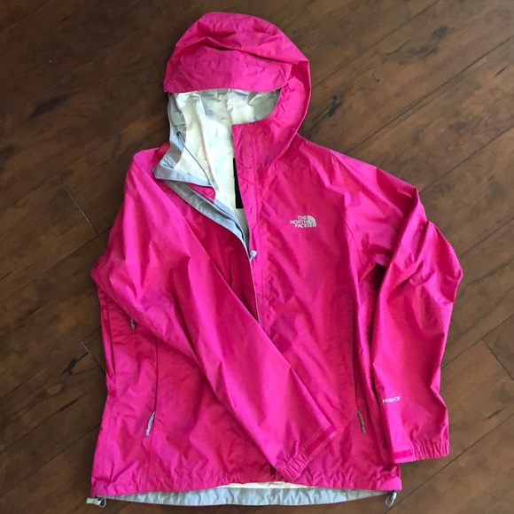 pink north face rain jacket